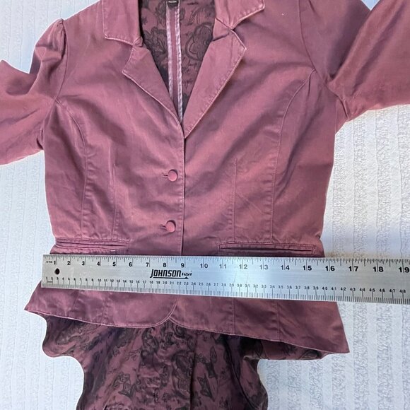 Paul Frank Womens Medium 100% Cotton Burgundy Single-Breasted Blazer Jacket - Picture 7 of 9